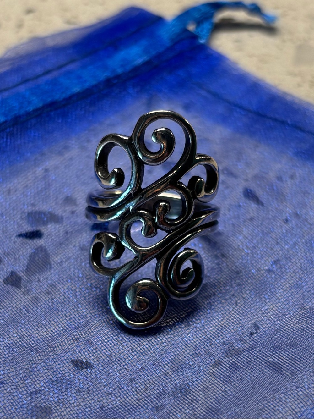 Mexican Silver Scrollwork Filigree Ring - Silver - Picture 2 of 4